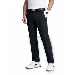 NEW! Nike Golf Plaid Performance Pants Black Gray 35 x 30
